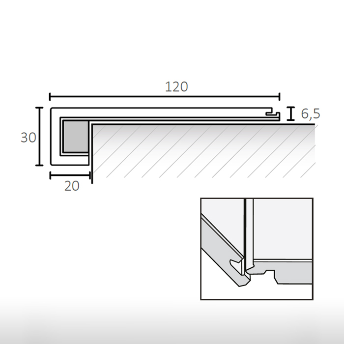 Perfil base de escada SPC ESSENCE 1220x120x30 mm