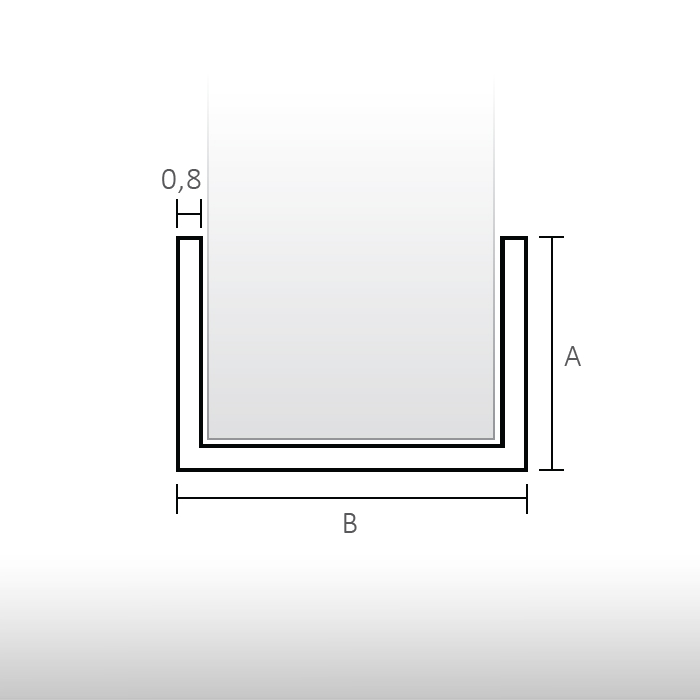 Perfil alumínio U 10 x 15 - para painéis decorativos de parede 